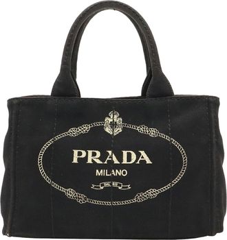 Prada Black Nero Canvas Handbag Tote Bag (Pre-Owned)