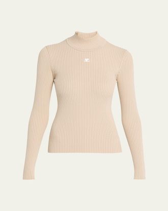 Courr&egrave;ges Turtleneck Long-Sleeve Rib Sweater