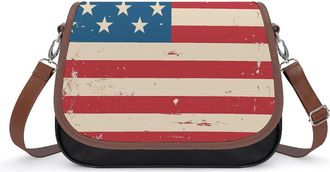 Generic Vintage A-mericans Flag Crossbody Bags for Women Shoulder Messenger Bag Purse Handbags