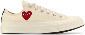 Comme Des Gar&ccedil;ons Small Red Heart Low Top Sneakers - Dames - Sneakers - Wit - 38 EU - Katoen - Schoenen