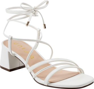 Unisa Faux Leather Block Heel Sandal in White at Nordstrom Rack, Size 7.5