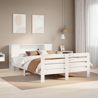 Berkfield Home Bed Frame without Mattress White 150x200 cm King Size Solid Wood Pine