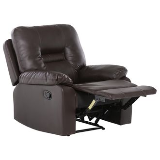 Beliani Beliani - Sill&oacute;n Reclinable De Piel Sint&eacute;tica Marr&oacute;n Reposapi&eacute;s Respaldo Bergen