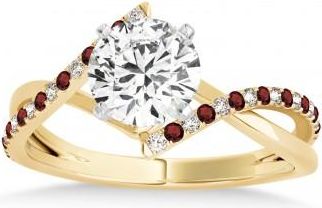 Allurez Diamond & Garnet Bypass Semi-Mount Ring in 14k Yellow Gold (0.14ct)