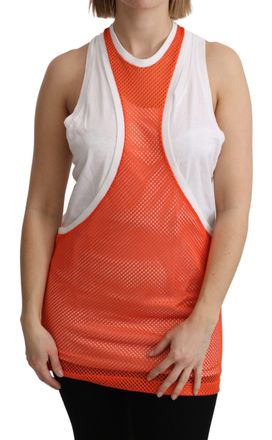Dsquared2 Vrouwen Oranje Wit Crewneck Mouwloze Tank T-shirt Jurk Top