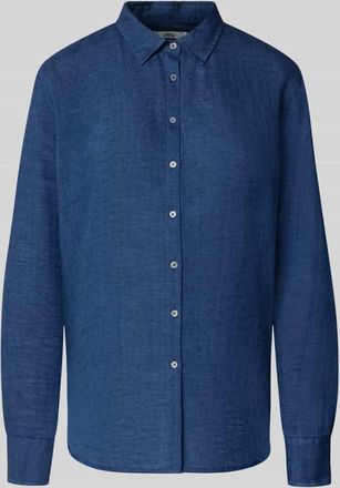 0039 Italy 0039 Italy Hemdbluse aus Leinen mit Kentkragen Modell MIRA in Marine, Gr&ouml;&szlig;e XXL