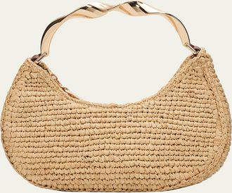 SIMKHAI Nixi Twist Raffia Top-Handle Bag