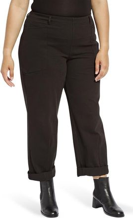 Lyss&eacute; Penelope Pull-On Knit Barrel Jeans in Black at Nordstrom, Size 2X