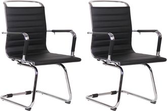 Clp Clp - Set De 2 Sillas De Conferencia Balve Negro Simil Cuero
