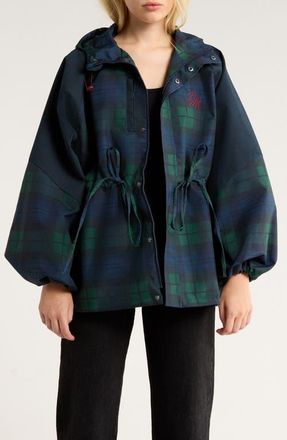 Damson Madder Liu Water Resistant Plaid Raincoat in Navy at Nordstrom, Size 10 Us