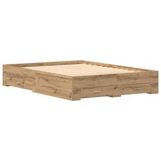 Berkfield Home Bed Frame with Drawers Artisan Oak 135x190 cm Engineered Wood in Brown