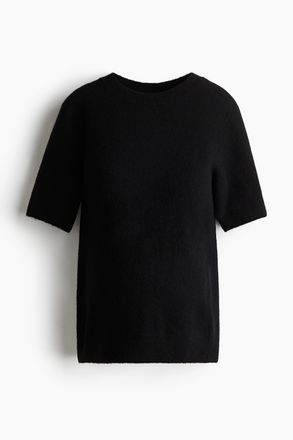 H&M MAMA Kurzarmshirt aus Feinstrick - Schwarz
