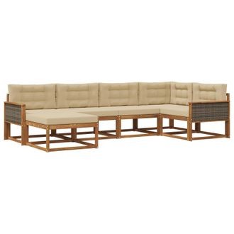 vidaXL Conjunto De Sof&aacute;s De Exterior 6 Pcs Natural Y Beige Vidaxl