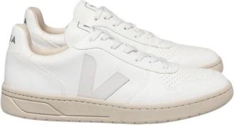 Veja Witte leren sneakers met sportief design - Dames - Sneakers - Wit - 36 EU - Katoen - Schoenen