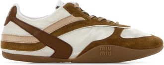 Miu Miu Two Tone Tech Fabric And Suede Gymnasium Sneakers