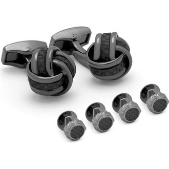 Tateossian Knot Stud Cuff Links & Studs Set in Black at Nordstrom