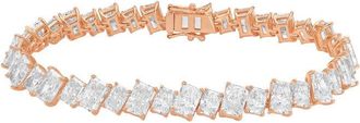 Diana M. Jewels 14kt Rose Gold 56.00cts Lab Grown Slanted Radiant Diamond Tennis Bracelet