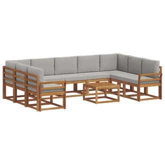 vidaXL Conjunto De Sof&aacute;s De Exterior 10 Pcs Gris Natural Y Claro Vidaxl