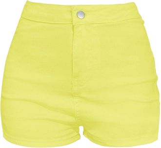 Generic Straight Leg Jeans Women Pocket Button High Waist Shorts High Waist Elastic European and American Sexy Ripped Jeans Denim Shorts Ladies Elasticated Wa