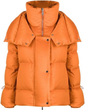 Moorer padded hooded jacket - women - Cashmere/Virgin Wool/Polyamide/Feather Down - 40 - Orange