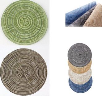 OEM Juego De 6 Manteles Individuales Redondos De 38 Cm (15 Pulgadas) Con Dise&ntilde;os Creativos, Ecol&oacute;gicos Y Reutilizables, Cuencos O Tazas De T&eacute;