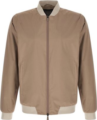 Herno Beige Zip-Up Bomber Jacket