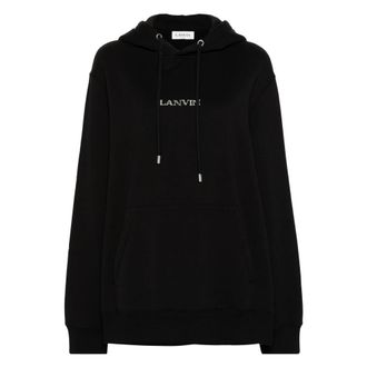 Lanvin Embroidered Logo Hoodie - Dames - Hoodies - Zwart - S - Katoen - Hoodies & sweatvesten
