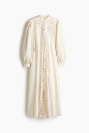 H&M Baumwollkleid mit Spitzendetails - White