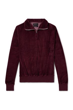 Les Tien Cotton-Blend Velour Half-Zip Sweatshirt