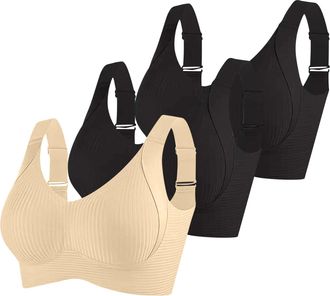 Generic Sports Bras Women 3 Pack Non Wired Seamless Wireless Push Up Bra Comfort Support Sleep Bralettes for Womens Ladies Soft Tshirt Bra Plus Size Comfy Bra