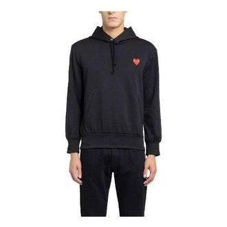 Comme Des Gar&ccedil;ons No Zip Hoodie Red Heart Emblem Black P1T174-1
