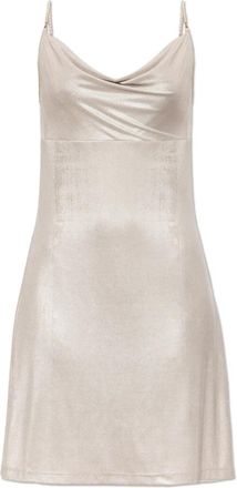 Versace Jeans Couture Pearl-Strap Dress - Dames - Korte kleedjes - Beige - M - Satijn - Kleedjes