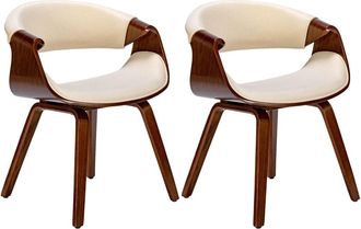 Clp Set de 2 sillas de comedor con asiento en tela nogal/crema