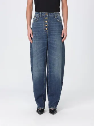 Elisabetta Franchi High-Waisted Baggy Jeans in Cotton Denim