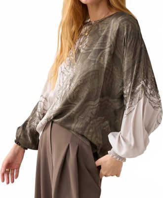 Summum Abstract Blouse In Olive