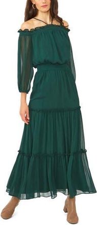1.State Halter Long Sleeve Maxi Dress in Pine Green at Nordstrom Rack, Size Small