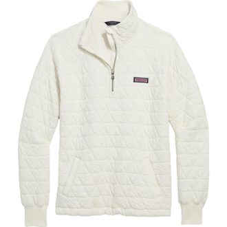 Vineyard Vines Quilted Quarter Zip Pullover in Marshmallow at Nordstrom, Size X-Large