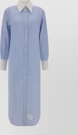 Thom Browne cotton striped embroidered shirt midi dress