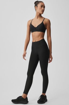 Alo | Airlift High-Waist 7/8 Fine Line Legging in Black, Size: Medium