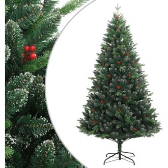 vidaXL Rbol De Navidad Artificial Con Bisagras Y Frutos Rojos 180 Cm Vidaxl