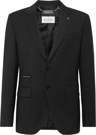 Philipp Plein Jassen, Heren, Zwart, L, Wol, Blazer Gigol&ograve; Fit Crystal Skull