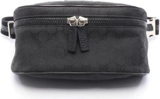Gucci Pre-owned GG Patroon Nylon Lederen Heuptas - Dames - Vintage Heuptassen - Zwart - ONE Size - Nylon - Vintage