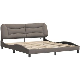 vidaXL Con Led Sin Colch&oacute;n Tela Gris Taupe 180x200 Cm Vidaxl
