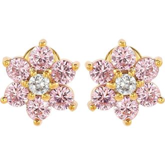 Suzy Levian Sterling Silver & CZ Pink Flower Stud Earrings at Nordstrom Rack