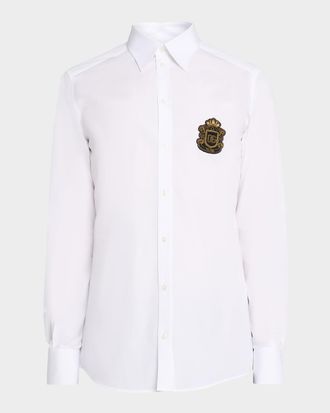 Dolce & Gabbana Mens Cotton Heraldic-Patch Button-Down Shirt