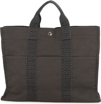 Herm&egrave;s Her Line Gray Canvas Handbag Tote Bag (Pre-Owned)