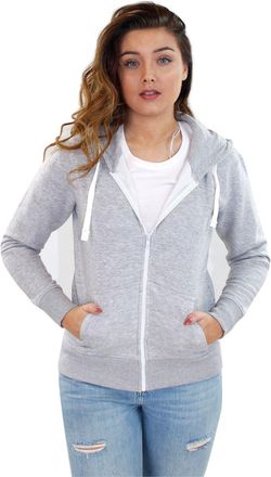 Generic True Face Ladies Hoodie Zip Up Plain Womens Sweatshirt Fleece Full Zipper Hooded Long Sleeve Zipped Top Grey Medium