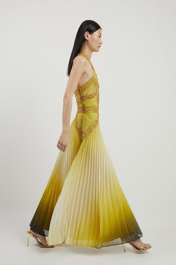 slim fit dress slacks Dazzle Maxi Dress In Gold Sequin Tulle – St Frock main image 1