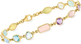 Ross-Simons Pastel Multi-Gemstone Bracelet in 18kt Gold Over Sterling