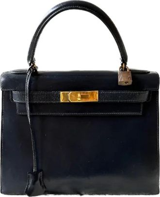 Herm&egrave;s Tweedehands leren handtassen - Dames - Vintage Handtas - Blauw - ONE Size - Leer - Vintage